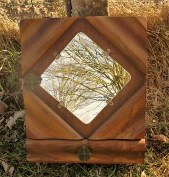 Vintage art deco Wood small Medicine Cabinet Apothecary wall Mirror Drawer funky