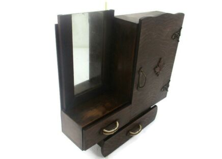 Art Deco Kitchen Apothecary Medicine Wall Bathroom Cabinet Wood Mirror 1920s