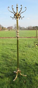Vintage Coat Hat Rack Hall Tree Stand Floor Brass Ornate Fish Feet