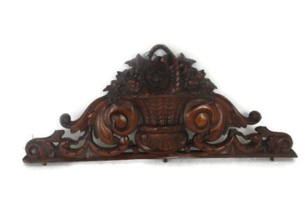 Carved Wood Pediment Over door Basket Architectural Antique Reclaimed WOW