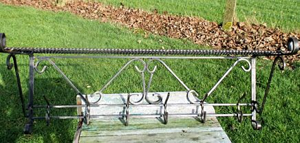 Antique Wrought Iron Coat Hat Wall Rack Black Rustic
