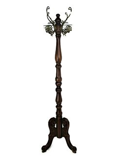 Standing Hall Tree Coat Hallway Rack Brass Wood Eyecatcher Hollywood regency WOW