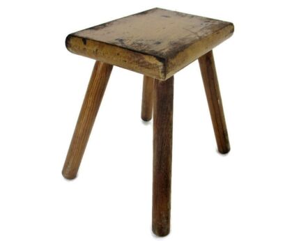 Small Vintage Stool Ottoman Footstool Milking Stool Barn Farmhouse Style Wood Funky