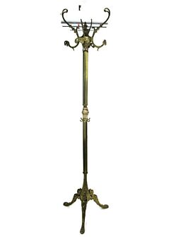 Standing Hall Tree Coat Hallway Rack Onyx Piece Brass Mermaids Base Eyecatcher