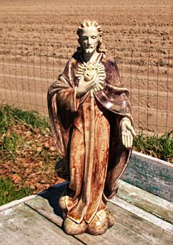 Salt Glazed Pottery Figurine Statuette Jesus Christ Terraco Draak Mid Century