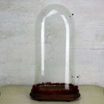 Victorian Antique Oval Hand Blown Glass Dome Globe Mantle Clock Steampunk 13.22"