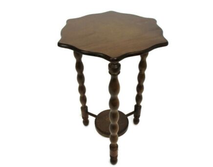 Wood Side Occasional Wine Coffee Table Pedestal Plant Stand Edwardian Barn Country Style Bobbin Legs
