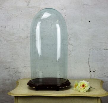 Antique Victorian Oval Hand Blown Glass Globe Dome Doll Clock 19.29" H 9.44"W