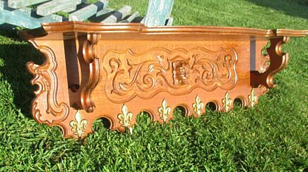 Antique Hand Carved Massive Oak Wooden Coat Hat Rack Lion 6 hooks vintage