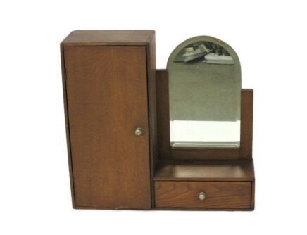 Art Deco Kitchen Apothecary Pharmacy Medicine Wall Bathroom Cabinet Wood Oak