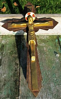 French Gothic Brass Bronze Wall Crucifix Cross Jesus Christ 11.42" Stunning