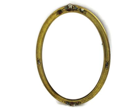 Mirror Wooden Frame Lovely Sweet with Flowers Hollywood regency style Oval Hallway Vanity