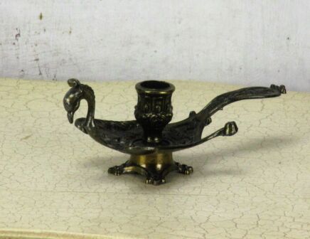 Gothic Vintage Brass Ornate Candle Holder Phoenix Griffin Dragon Italian