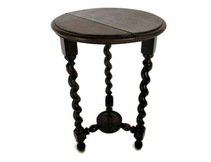 Barley Twist Wooden Side Wine Table Pedestal Plant Bonsai Stand Two Tier Barn Country Farmhouse Style  19.09"
