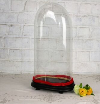 Victorian Antique Oval Hand Blown Glass Dome Globe Mantel Clock 16.73"