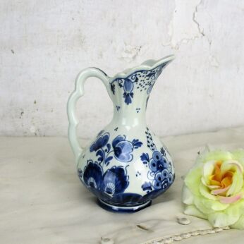 Small Vase Pitcher Delft Holland Blue White Porcelain Marked Hand Painted 5.5"