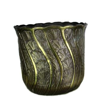Large Brass Planter Jardiniere flower pot Ornate Embossed Gorgeous