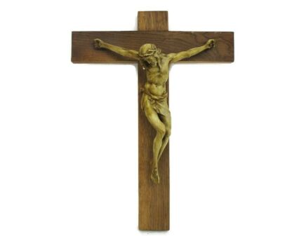 Hanging Crucifix Oak Resin Ornate Dramatic Gorgeous Corpus Signed M. Hoefnagels Jesus Christ Savior