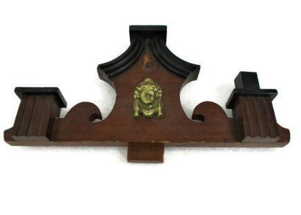 Small Hand Carved Wood Reclaimed Pediment Over Door Architectural Antique Medussah Head Lovely