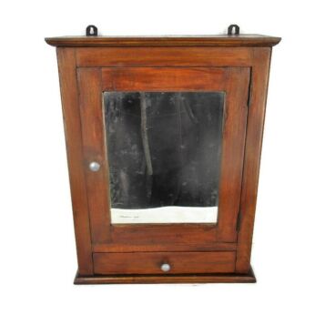 Mid Century Kitchen Apothecary Wall Bathroom Cabinet Hand Carved Wood Mirror