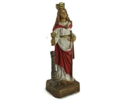 Statue Figurine Saint St Barbara of Nicomedië Tower Patron of Firemen Resin Collector Polychrome Italy 7.87"
