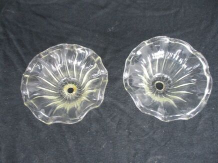 2 Venetian Murano Chandelier Part Clear Art Glass Reclaimed Bobèches Italian