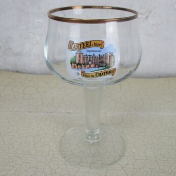 Kasteel .33L Stemmed Belgian Chalice Glass Belgium gold rim Chateau