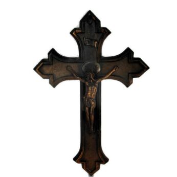 Red Copper Wall Hanging Crucifix Cross Jesus Christ Corpus Belgium