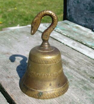 Small Brass Ornate Table Bell Brass Clapper Decorative Snake