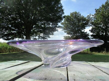 Large Crystal Dish Centerpiece Bowl Art Glass France Le chatel Crystal Marked