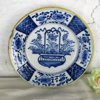 19th Century Hand Painted Delfts Delft Blue Plate Abstract Collector HTF