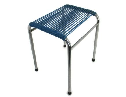 Vintage Tubing Vinyl Chair Stool Crutch Metal Frame Blue Rare