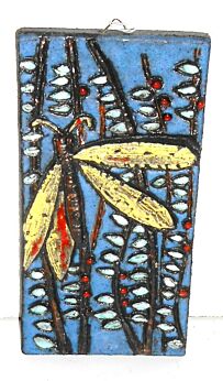 Ruscha Dragonfly Fat Lava Space Age Pop Art Wall Tile plaque plate vintage 60s