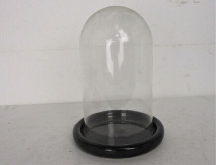 Vintage Round Hand Blown Glass Dome Globe Steampunk Display Doll Clock 10.23" stoneware base
