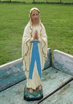 Antique Virgin Mary Madonna Lourdes Statuette signed Toulouse