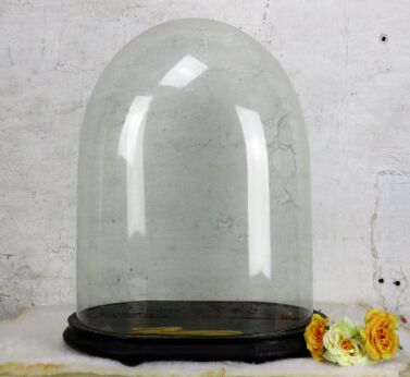 Victorian Antique Oval Hand Blown Glass Dome Globe Mantle Clock 16.53" x 12.99"