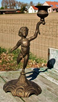Vintage Ornate Candle Holder Candelabra Putti Angel Brass Romantic