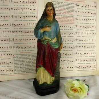 Statue Saint St Barbara of Nicomedië Tower Patron of Firemen Plaster HTF Lovely