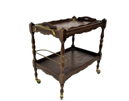 Bar Cocktail Tea Cart Trolley Mid Century Modern Kitchen Island Serving Tray Ornate WOW