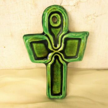 Small Mid Century Modern Ceramic Modernist Crucifix Basic Era Amphora Perignem