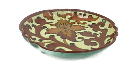 Centerpiece Bowl Dish Centerpiece Ceramic Mid Century Modern Glazed Art Pottery Signed Flower Salak Zuid Holland Gouda