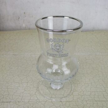 Vintage English Beer Glass Gordon Highland Scotch Ale Enameled Rim Etched