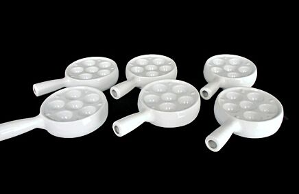 Philippe Deshoulieres Set of 6 French Escargots Snail Plates Dishes Porcelain Faience White Stylish French