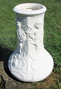 Plaster White Large Vase Hand Made Putti Four Seasons Very Rare Stunning