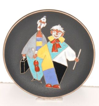 Ruscha Two Clowns art Pottery West Germany Vintage Mid Century Ceramic Plate 70s