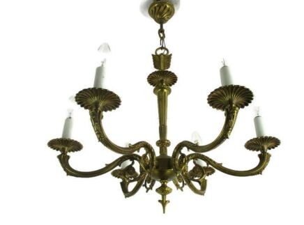 Impressive Chandelier Bronze 6 Lights Arm Ornate Hollywood Regency Empire style