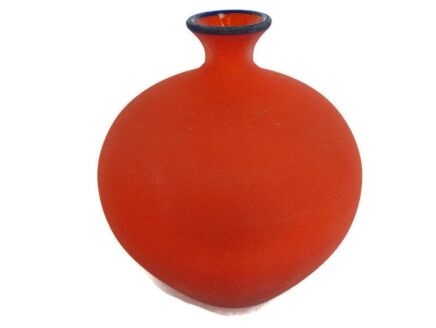 Linea Padovan Marked Vintage Venice  Art Glass Italian Murano Vase Red