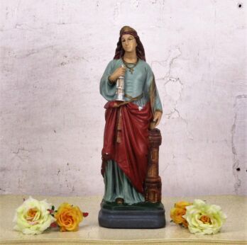 Large Statue Saint St Barbara of Nicomedië Tower Patron of Firemen Plaster HTF