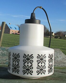 Retro Chandelier Pendant white glass Opaline Black Abstract Design Butterfly