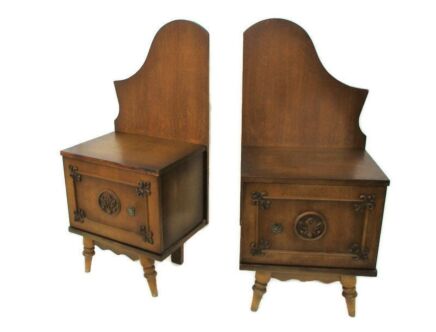 Pair Couple Vintage Nightstands End tables Dresser 30s 40s Vanity Cabinets Funky Beautiful
